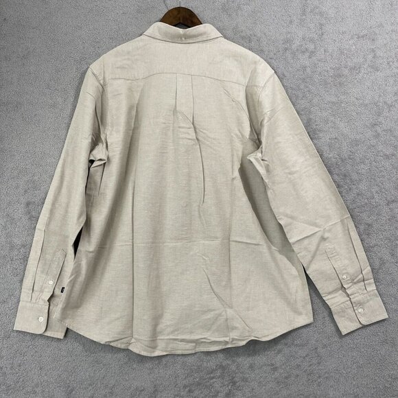 NEW Gap Mens XL Oxford Button-Down Long Sleeve Beige Shirt  Casual - Picture 3 of 9
